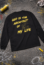 Load image into Gallery viewer, “God is the architect of my life” oversized long sleeve