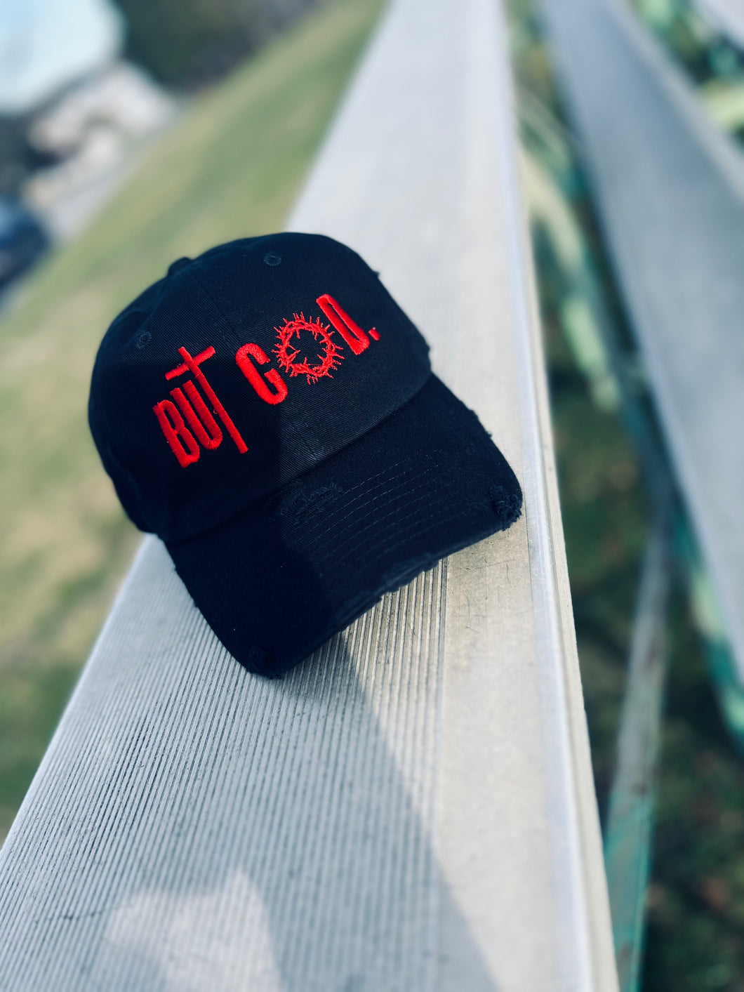 “But God” Distressed dad hat